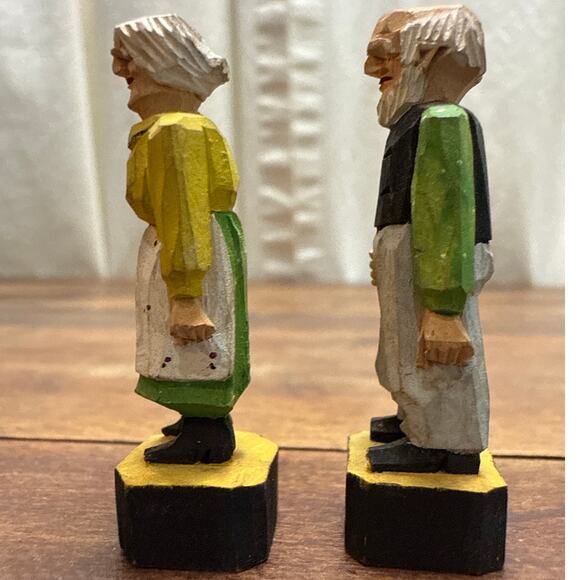 Hand Carved & Painted Wooden MINIATURE Figurines Flat Plane Folk Art Trinkets - Picture 3 of 7